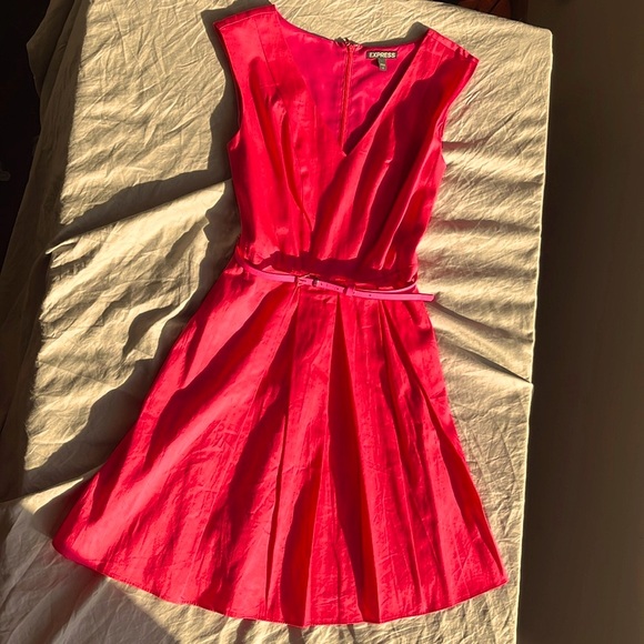 Express Dresses & Skirts - Size 4 pink belted fit and flare dress